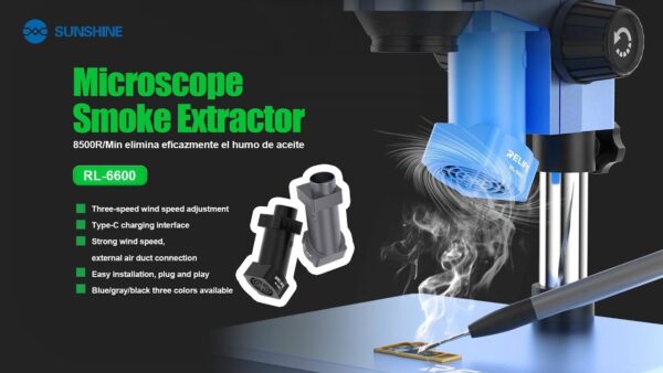Relife RL-6600 Type-C Blue Microscope Smoke Extractor - Image 4